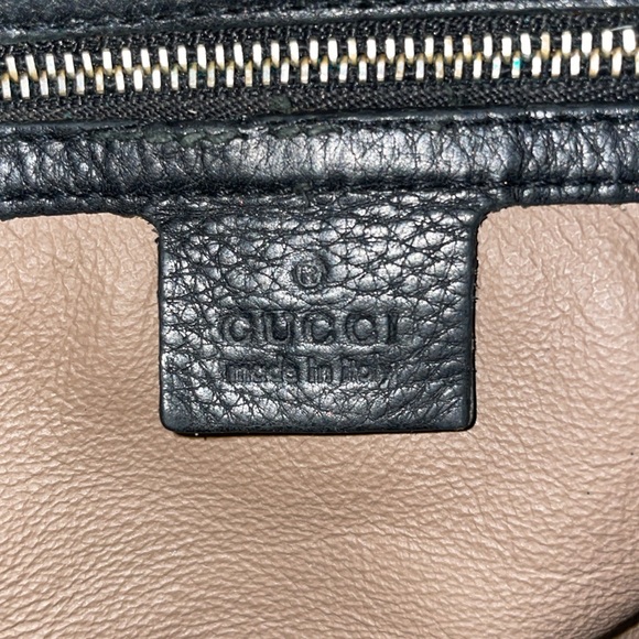 Gucci Interlocking G Soho Chain Large Shoulder Bag Purse Black Rare all Leather - Picture 16 of 17